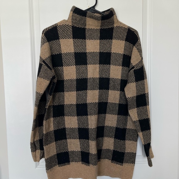LOFT Black and Tan Buffalo Check Sweater - Picture 1 of 6